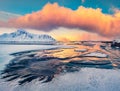 Attractive winter view of Lofoten Islands, Norway, Europe.