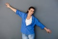 Attractive woman with arms wide open Royalty Free Stock Photo