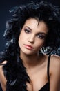 Attractive woman with black feather boa Royalty Free Stock Photo