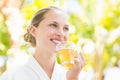 Attractive woman drinking tea Royalty Free Stock Photo