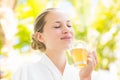 Attractive woman drinking tea Royalty Free Stock Photo