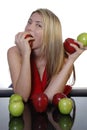 Attractive woman eating apple