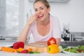 Attractive woman eating vegetables Royalty Free Stock Photo