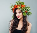 Attractive woman fashion model with brown curly hairstyle Royalty Free Stock Photo