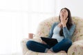 Attractive woman feeling tired and getting yawning Royalty Free Stock Photo