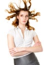 Attractive woman with fly-away hair Royalty Free Stock Photo