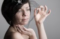 Attractive Woman Holding Black Veil Royalty Free Stock Photo