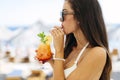 Attractive woman holding cocktail Royalty Free Stock Photo