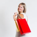 Attractive woman holding shopping bags