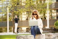 Attractive woman with laptop Royalty Free Stock Photo