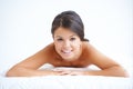 Attractive woman lying on her stomach Royalty Free Stock Photo