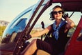 Attractive woman pilot Royalty Free Stock Photo