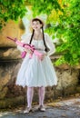 Attractive woman with pink rifle Royalty Free Stock Photo