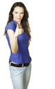 Attractive woman pointing a warning finger Royalty Free Stock Photo