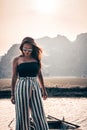 Attractive woman posing in the mountains of northern Vietnam. Royalty Free Stock Photo