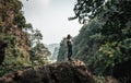 Attractive woman posing in the mountains of northern Vietnam. Royalty Free Stock Photo