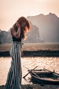 Attractive woman posing in the mountains of northern Vietnam. Royalty Free Stock Photo