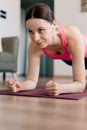 Caucasian woman practicing yoga at home Royalty Free Stock Photo