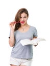 Attractive woman with reading glasses Royalty Free Stock Photo