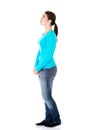 Attractive woman standing looking on copy space. Royalty Free Stock Photo