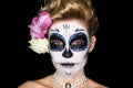 Attractive woman with sugar skull make-up Royalty Free Stock Photo