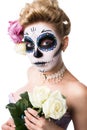 Attractive woman with sugar skull make-up Royalty Free Stock Photo