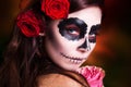 Attractive woman with sugar skull make-up Royalty Free Stock Photo