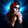 Attractive woman with sugar skull make-up Royalty Free Stock Photo