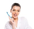Attractive woman with tootbrush