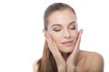 Attractive woman touching her face Royalty Free Stock Photo