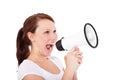 Attractive woman using megaphone