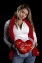 Attractive woman with a valentine message