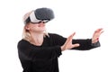 Attractive woman wearing virtual reality goggles Royalty Free Stock Photo