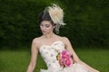 Attractive woman in wedding gown Royalty Free Stock Photo