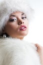 Attractive woman in white fur Royalty Free Stock Photo