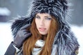 Attractive woman in wintertime outdoor Royalty Free Stock Photo