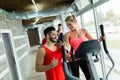 Attractive woman working cardio exercises with trainer Royalty Free Stock Photo