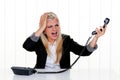 Attractive Woman Yelling at the Telephone Royalty Free Stock Photo