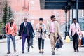 Attractive young african people are hurring to catch their train Royalty Free Stock Photo