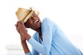Attractive young african woman with a cowboy hat Royalty Free Stock Photo
