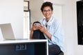 Attractive young african woman working on laptop computer Royalty Free Stock Photo