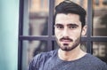 Attractive young man portrait in city Royalty Free Stock Photo