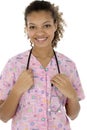 Attractive Young Black Nurse Smiling Over White Royalty Free Stock Photo