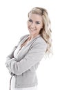 Attractive young blond woman isolated in the business look Royalty Free Stock Photo