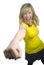 Attractive Young Blonde Woman Punching Royalty Free Stock Photo