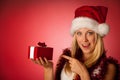 Attractive young blonde woman in santa claus dress - christmass Royalty Free Stock Photo