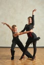 Attractive young couple of children dancing ballroom dance Royalty Free Stock Photo