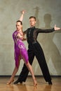 Attractive young couple of children dancing ballroom dance Royalty Free Stock Photo