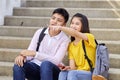 Attractive young couple listening to music Royalty Free Stock Photo