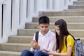 Attractive young couple listening to music Royalty Free Stock Photo